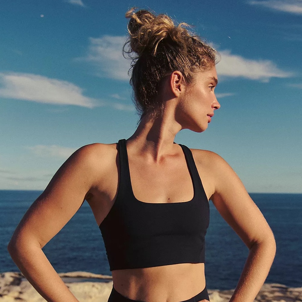 FP Movement Never Better Square Neck Sports Bra in Black, XS
